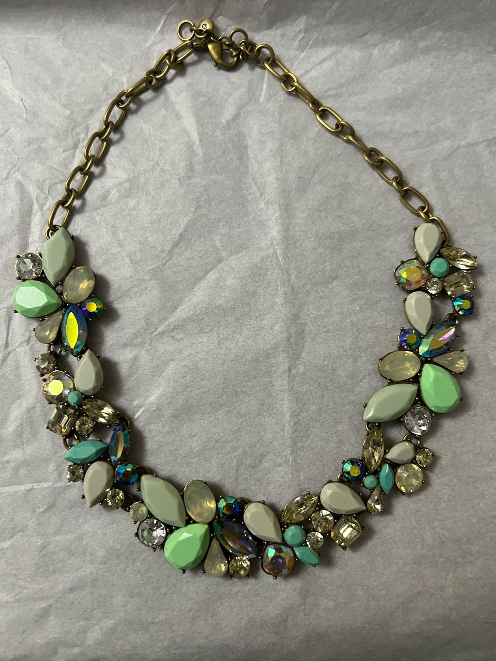 J. Crew Mint Green and Turquoise Crystal Statement Necklace